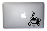 Coffee Cup Vinyl Decal for MacBook, Laptop or Other Device 5 Inch (Black)
