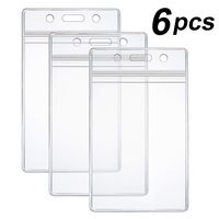 6 Pcs Extra Thick ID Card Badge Holder, Vertical Clear PVC Card Holder with Waterproof Resealable Zip Type