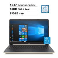 2019 HP Flagship 15 15.6 Inch Touchscreen Laptop (Intel Dual Core i3-8145U up to 3.9 GHz, 16GB RAM, 256GB SSD, Intel UHD 620, WiFi, Bluetooth, HDMI, Windows 10) (Gold)