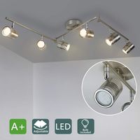 DLLT 6-Light Track Lighting Fixtures Swing Arm, Kitchen Ceiling Spot Light, Flush-Mount Foldable Track Rail Lighting for Living Room, Dining Room, Offices, Bedroom, Picture Wall, Kitchen, Warm Light
