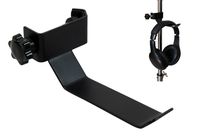 YMC Headphone Holder Tambourine Holder Hanger Clip for Microphone/Musical Stand, Black
