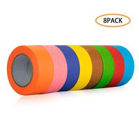 8 Roll Colored Masking Tape, 1.5 Inch Wide Craft Rainbow Masking Tape Labeling Tape Roll for DIY, Art, Coding and Labeling, 8 Colors, 80 Yards Total