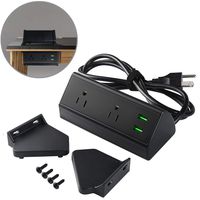 2 Outlet Clamp Mount Power Strip with USB Charging, Under Desk Removable Desktop Power Center Station, Outlet 110-220V/50HZ/10A, USB 5V/2.1A 5.9 ft Power Cord (Black)