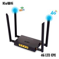 KuWFi 4G LTE Car WiFi Wireless Internet Router 300Mbps Cat 4 High Speed Industry CPE with SIM Card Slot and 4pcs External Antennas for USA/CA/Mexico