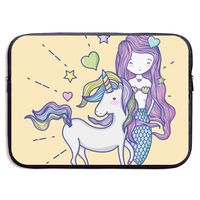 HOODSWOP Unicorn Mermaid Print Waterproof Laptop Sleeve, Laptop Sleeve Bag- Stylish Cute Neoprene Notebook Carrying Case Handbag for 13" 15"