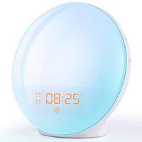 Wake Up Light Alarm Clock - Light Alarm Clock with Sunrise/Sunset Simulation Dual Alarms and Snooze Function, 7 Colors Atmosphere Lamp, 7 Natural Sounds and FM Radio, Ideal for Gift