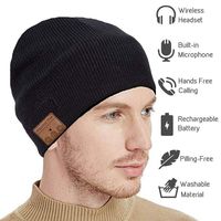 seenlast Upgraded Bluetooth Beanie Hat Headphones Wireless Headset Winter Music Speaker Hat Knit Running Cap with Stereo Speakers & Mic Unique Christmas Tech Gifts for Women Men (Black-a)
