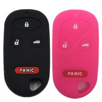 Ezzy Auto Black and Hot Pink Silicone Rubber Key Fob Case Key Cover Key Jacket Skin Protector fit for Honda Accord CR-V Civic Acura TL RL CL