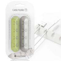 Cable Clips Cord Management Organizer - Unique Wire Cord Holder for Power Cords and Charging Accessory Cables, PC, Office and Home Desktop Management (Grey/Green)