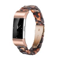 Ayeger Resin Band Compatible with Fitbit Charge 2/2 HR,Women Men Resin Accessory Rose Gold Buckle Band Wristband Strap Blacelet for Fitbit Charge 2/2 HR Smart Watch Fitness(Tortoise)