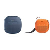 Bose SoundLink Micro Waterproof Bluetooth speaker (Midnight Blue) with AmazonBasics Case (Orange)