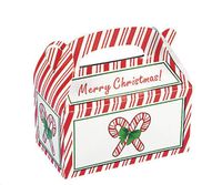 Vintage Style Eight Candy Cane Treat Boxes. Holiday Set of 8 Treat Boxes