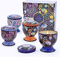 Scented Candles 4 Pack of Candle Gift Sets 100% Natural Soy Wax Candle 4Oz Portable Travel Tin Candle with Base (Lemon,Rose,Lavender,Mint)