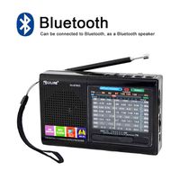 FM/AM/SW (1-7) 9-wave band Smart-US rechargeable portable professional radio that can be used as MP3 and speakers by connecting Bluetooth, USB sticks and memory cards (Black)