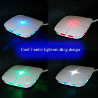 Pesp 7-Color LED Light 6 Ports High-Speed USB 2.0 Hub Adapter with USB Power Adapter TF Micro SD Card Reader