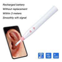 Wireless Otoscope,Coondmart Digital Ear Cleaning WiFi Otoscope Camera HD 720P Tool with 6 Adjustable LED Lights,Ear Otoscope Support iOS/Android.