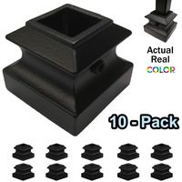 Iron Baluster Flat Shoes with Set Screw Stair Parts Scroll Basket Twist Knuckle Baluster Shoe for 1/2" Square Metal Spindles Set of 10 (Real Satin Black not Matte)