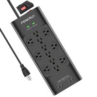 Surge Protector(4000 Joules), POWRUI Power Strip with 12-Outlet and 4 USB Ports(5V/6A, 30W) and 6-Foot(1875W/15A) Heavy Duty Extension Cord, ETL Listed, Black