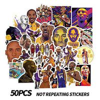 Fuguan Kobe Stickers, 50 Pcs Waterproof Vinyl Plastic Stickers for Bicycle Skateboard Luggage Decal, 7cm
