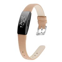 MEFEO Compatible with Fitbit Inspire Bands/Inspire HR Band, Genuine Leather Slim Soft Strap Wristbands Accessories Replacement for Fitbit Inspire Fitness Tracker (Frosted Brown, Large (6.6"-8.8"))