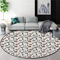 RUGSMAT Christmas Anti-Skid Area Rug,Cartoon Snowman Retro Pattern Floor Seat Pad Home Decorative Indoor Diameter-39
