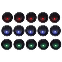 HOTSYSTEM 5Blue+5Red+5Green Dot Led Light Round Rocker Toggle Switch Spst On-Off Control for Car Truck