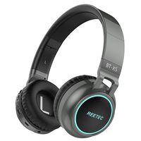 Reetec Over Ear Bluetooth Headphones, Wired and Wireless Headsets, Foldable and Lightweight, Stereo Deep Bass Sound with CVC 6.0 Noise Cancelling Mic, LED Light Up TF Card Slot for Phone TV PC (Grey)