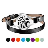 pathside Essential Oil Diffuser Bracelet, Stainless Steel Essential Oil Locket Bracelets with 8 Color Pads Unique Gifts for Girls & Women (Black)