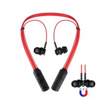 bluetooth neckband headphones with strong magnetic earbuds,stereo wireless headset with mic.sports nosie cancelling workout in-ear earphone fit for cellphones (red)