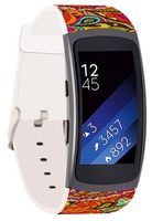 Band for Gear Fit2 / Fit2 pro - Leather Strap Replacement Compatible for Samsung Gear Fit 2 / Fit 2 pro Small & Large - for Women Unique Design Colorful Retro Leaves Design