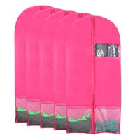 Kernorv Garment Bags for Dance Costumes, Set of 5 Breathable Dust-Proof Garment Bags 51" Dance Garment Bags with Pockets for Dance Costumes, Dress, Jacket, Storage or Travel (Pink)