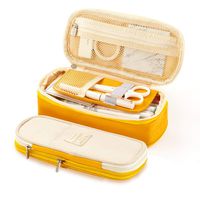 EASTHILL Medium Capacity Pencil Pen Case Office College School Large Storage High Bag Pouch Holder Box Organizer Yellow Orange New Arrival