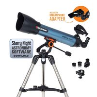Celestron Inspire 100AZ Refractor Smartphone Adapter Built-in Refracting Telescope, Blue (22403)