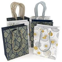 Glogex Gift Bags, Kraft Paper Gifts Bag for Birthday, Weddings Presents (Set of 14 Bags, 7 Blue and 7 Cosmic Designs)
