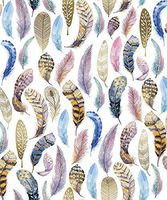 Featherly Tribal Metallic Rolled Gift Wrap - 24" x 15'