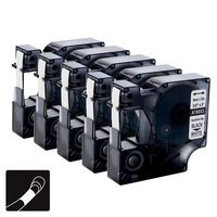 Replace DYMO 18053 Industrial Heat Shrink Labels 3/8" Tubes, Compatible with DYMO Rhino PRO Laber Makers 4200 5200 6000, Black on White 9mm x 4.9' (1.5m), 5-Pack