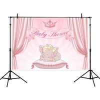 Allenjoy 7x5ft Pink Elephant Baby Shower Party Backdrop Newborn Baby Birthday Party Crown Circus Drapes Welcome Decorations Photography Background Photo Banner