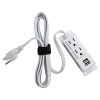 Power Strip with USB Wall Mount Power Socket Power Outlet with 2 Plug & 2 USB Ports & 6.5 ft Heavy Duty Extension Cord Mountable Under Desk, Table, Workbench, Nightstand, Dresser(White)