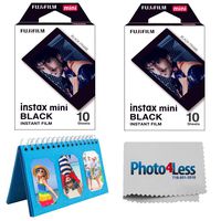 Fujifilm Instax Mini Black Frame Film X2 (20 Sheets) + Album for Fuji Instax Photos - Instant Film Bundle