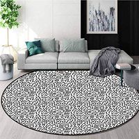 RUGSMAT Geometric Machine Washable Round Bath Mat,Vintage Lines Circles Nursery Rugs Diameter-47