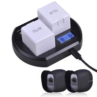 Batmax Rapid LCD Display USB Dual Battery Charging Station for Arlo Pro, Arlo Pro 2 Arlo Go Home Security Camera Batteries+ Set of 2 Skins in Black for Arlo Pro & Pro 2 (Black)