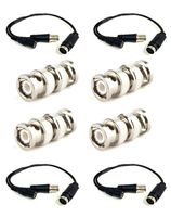 4 Pack LOREX 4-Pin DIN Connector + BNC Female Adapter w/ 4 BNC Male Connectors