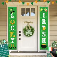 D-FantiX St. Patrick's Day Porch Sign, St. Patrick Lucky and Irish Hanging Banner Shamrock Front Door Signs St Patrick's Day Decorations Outdoor Indoor Home Wall