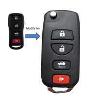 KEMANI New Uncut Folding Replacement Keyless Remote Entry Key Fob Shell Flip Case For Nissan Armada Maxima Altima Infiniti G35 I35 350Z 4 Buttons No chips