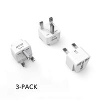 BESTEK UK Travel Plug Adapter Set, Grounded Universal Power Plug Adapter for USA to Type G Countries, UK, Ireland, Hong Kong and More-3 Packs