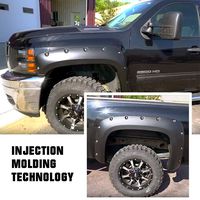 APS Injection Moulding Pocket Rivet Style Impact Resistance Polypropylene Fender Flare Compatible with 2007-2014 Chevrolet Silverado 1500 2500HD 3500HD (Standard Bed 6.5ft & Long Bed 8ft)