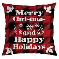 Indexshop Christmas Pillow Covers Decorative, Red Black Winter Festival Throw Pillow Cases Cushion Covers, Farmhouse Home Decor Xmas Pillowcase Faux Linen Cushion Case Sofa (F)