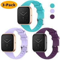 EZCO 3-Pack Sport Bands Compatible with Fitbit Versa/Versa 2 / Versa Lite, Waterproof Soft Silicone Breathable Sport Watch Strap Replacement Wristband Accessories Women Man for Versa Smart Watch