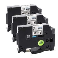 Compatible with Brother P-Touch TZE-S231 Label Tape 1/2 0.47 in Extra Strength Adhesive Laminated TZe Tapes Black on White for PT-D600 PT-H110 3-Pack