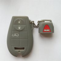 Ezzy Auto New Gray Fob Skin Key Silicone Case Cover Chains Bag Key Jacket for Dodge Chrysler Magnum Charger Buttons (IYZ-C01C)